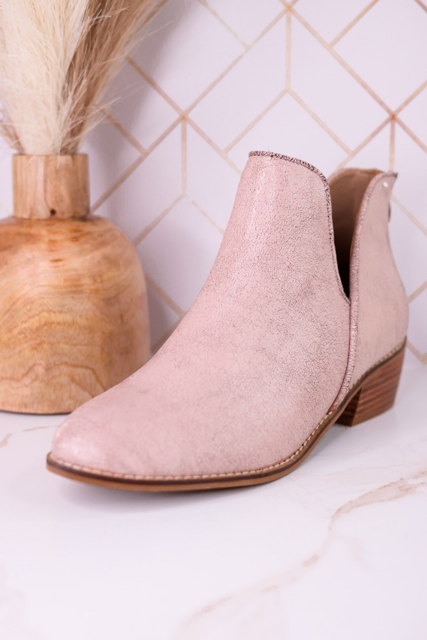 "Vanish" Beige Crackle Western Booties - Whiskey Skies - CORKYS FOOTWEAR