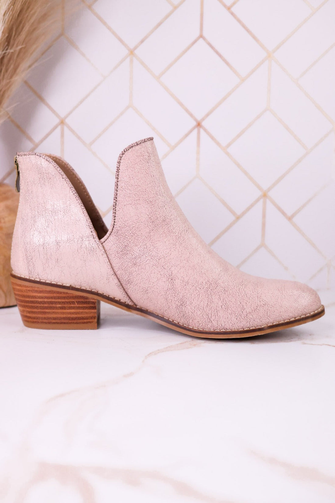 "Vanish" Beige Crackle Western Booties - Whiskey Skies - CORKYS FOOTWEAR