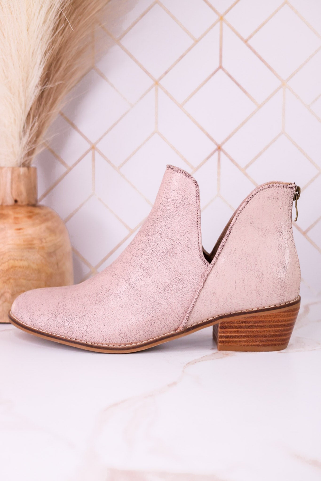"Vanish" Beige Crackle Western Booties - Whiskey Skies - CORKYS FOOTWEAR