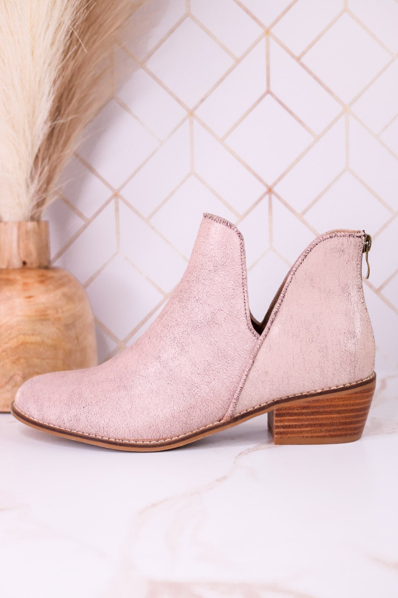 "Vanish" Beige Crackle Western Booties - Whiskey Skies - CORKYS FOOTWEAR