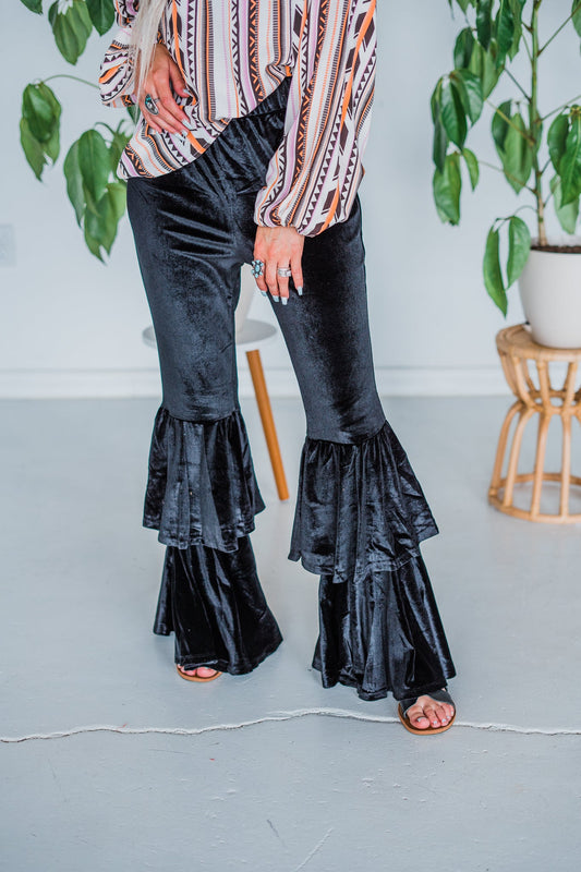 Velvet Bell Bottom Pants - Whiskey Skies - ANDREE BY UNIT