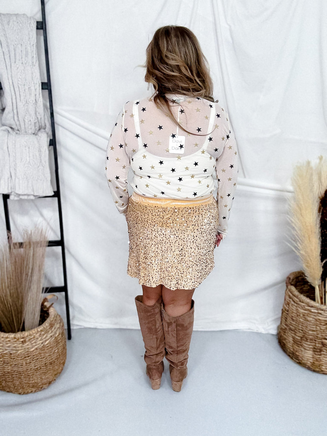 Velvet Hour Sequin Vintage Gold Skort - Whiskey Skies - JESS LEA