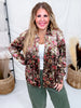 Velvet Textured Floral Print Button Down Blouse - Whiskey Skies - SEW IN LOVE
