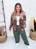 Velvet Textured Floral Print Button Down Blouse - Whiskey Skies - SEW IN LOVE