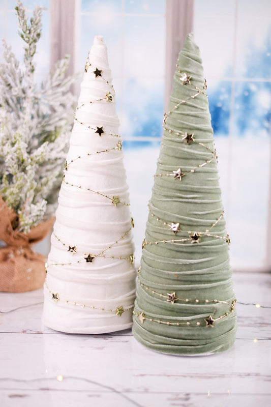 Velvet Wrapped Tabletop Christmas Tree (2 Colors) - Whiskey Skies - YOUNG'S INC