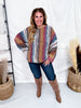 Vertical Striped Boat Neck Sweater In Burgundy - Whiskey Skies - ADORA