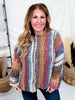 Vertical Striped Boat Neck Sweater In Burgundy - Whiskey Skies - ADORA