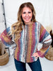 Vertical Striped Boat Neck Sweater In Burgundy - Whiskey Skies - ADORA