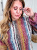 Vertical Striped Boat Neck Sweater In Burgundy - Whiskey Skies - ADORA