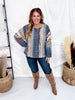 Vertical Striped Boat Neck Sweater In Navy - Whiskey Skies - ADORA