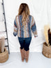 Vertical Striped Boat Neck Sweater In Navy - Whiskey Skies - ADORA