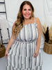 Vertical Stripped Tank Dress W/ Buttons - Whiskey Skies - ANDREE BY UNIT