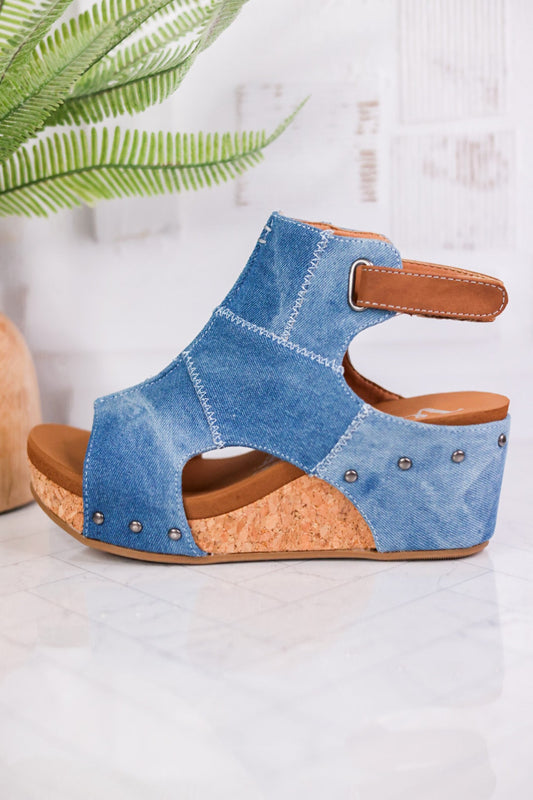 Very G "Lala" Denim Colored Wedges - Whiskey Skies - VERY G