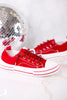 Very G Red Sneakers W/ Red Sparkly Laces - Whiskey Skies - VERY G