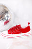 Very G Red Sneakers W/ Red Sparkly Laces - Whiskey Skies - VERY G