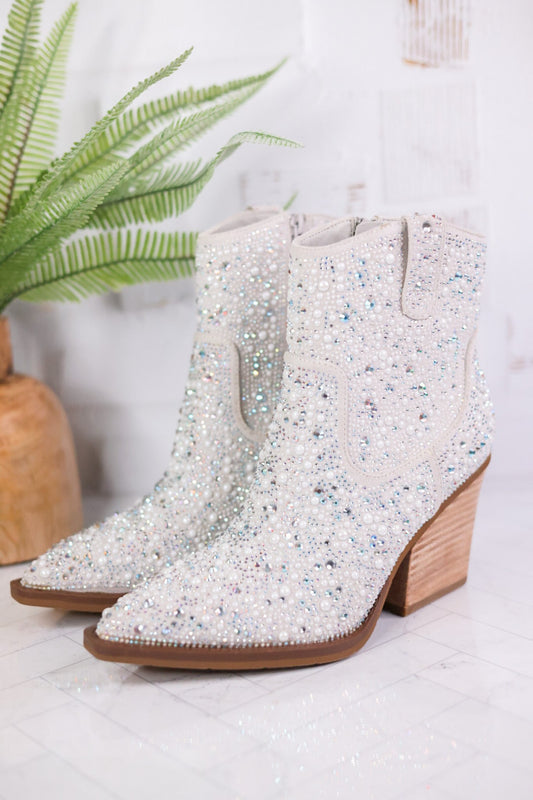 Very G Silver Rhinestone "Kady Pearl" Booties - Whiskey Skies - VERY G