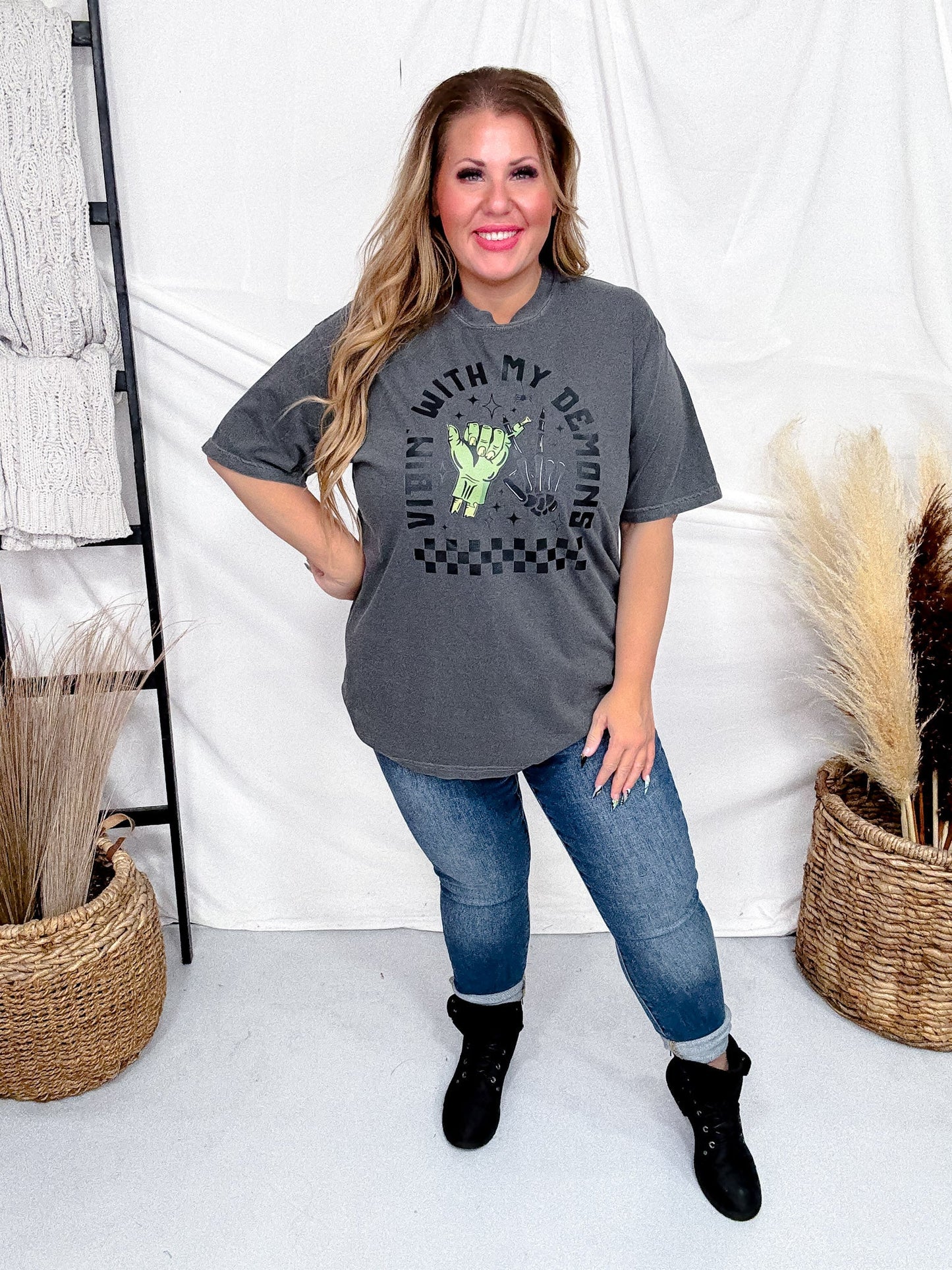 Vibin' With My Demons Graphic T-Shirt - Whiskey Skies - THE LATTIMORE CLAIM