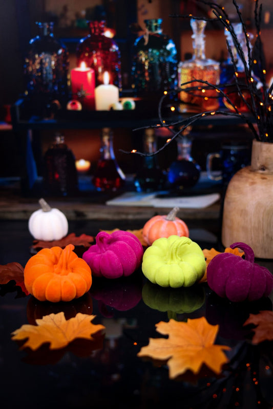 Vibrant Flocked Pumpkins (4 Colors) - Whiskey Skies - 180 DEGREES