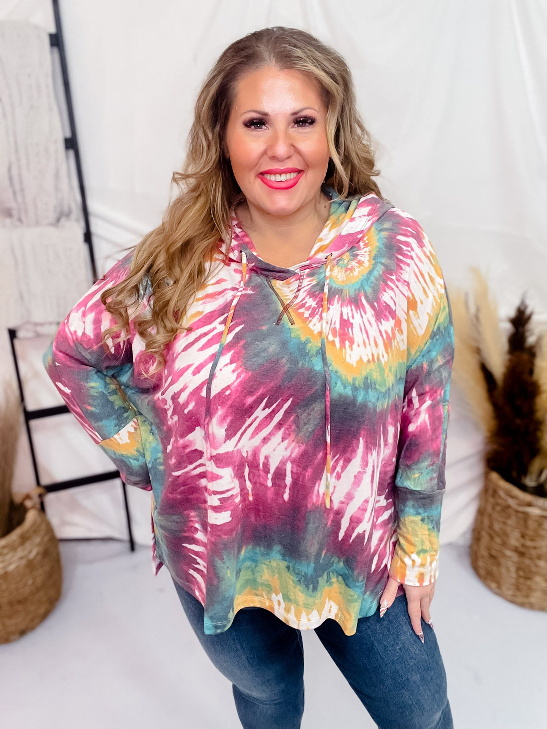 Vibrant Tie Dye Lightweight Hoodie - Whiskey Skies - DEAR SCARLETT