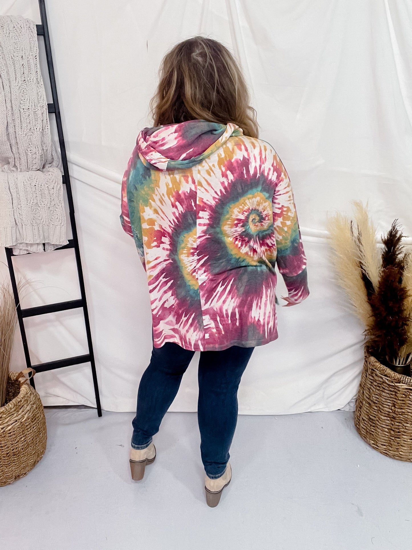 Vibrant Tie Dye Lightweight Hoodie - Whiskey Skies - DEAR SCARLETT