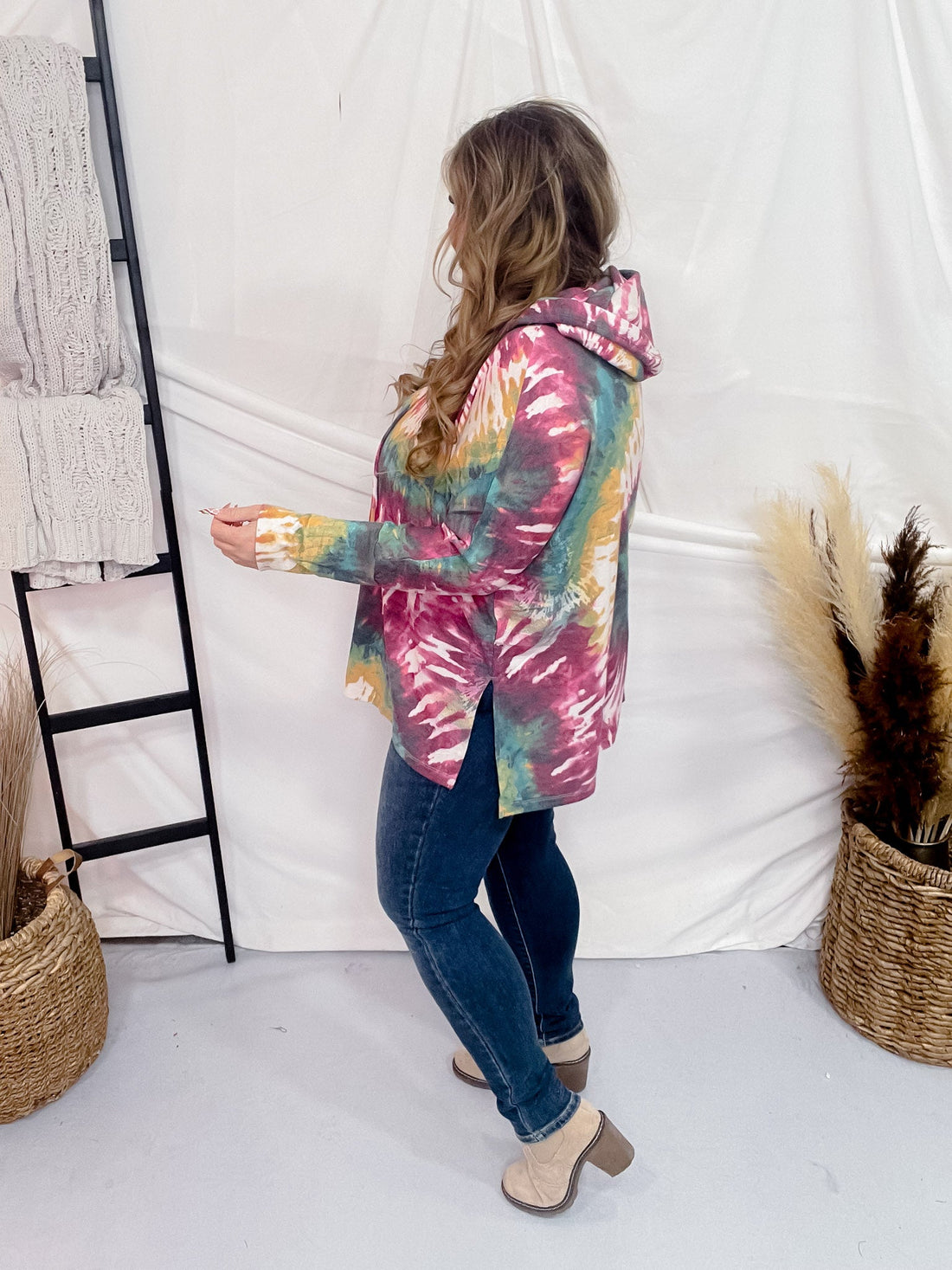 Vibrant Tie Dye Lightweight Hoodie - Whiskey Skies - DEAR SCARLETT