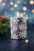 Vintage Blue 4" Snowflake LED Pillar Candle - Whiskey Skies - WT COLLECTION