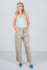 Vintage Blue Distressed Denim Peace & Love Applique Pants - Whiskey Skies - THE PAPERLACE