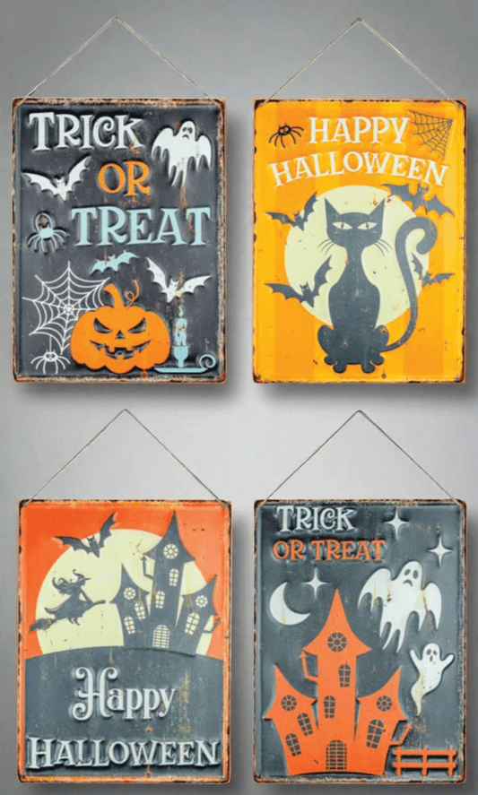 Vintage Halloween Distressed Metal Signs (4 Styles) - Whiskey Skies - HANNA'S HANDIWORKS
