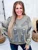Vintage Moss Distressed Sweatshirt W/ Studding Detail & Knit Liner - Whiskey Skies - POL CLOTHING INC.