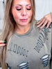 Vintage Moss Distressed Sweatshirt W/ Studding Detail & Knit Liner - Whiskey Skies - POL CLOTHING INC.