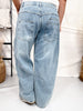 Vintage Patchwork Barrel Leg Jeans - Whiskey Skies - J.NNA