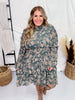 Vintage Smocked Neckline Pleated Green Dress - Whiskey Skies - HAYDEN