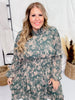 Vintage Smocked Neckline Pleated Green Dress - Whiskey Skies - HAYDEN