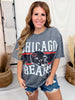 Vintage Wash Gray Licensed Chicago Bears Rhinestone Tee - Whiskey Skies - GAMEDAY COUTURE