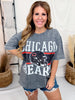 Vintage Wash Gray Licensed Chicago Bears Rhinestone Tee - Whiskey Skies - GAMEDAY COUTURE