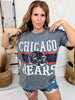 Vintage Wash Gray Licensed Chicago Bears Rhinestone Tee - Whiskey Skies - GAMEDAY COUTURE