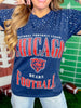 Vintage Wash Navy Licensed Chicago Bears Tee With Rhinestones - Whiskey Skies - GAMEDAY COUTURE