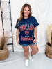 Vintage Wash Navy Licensed Chicago Bears Tee With Rhinestones - Whiskey Skies - GAMEDAY COUTURE