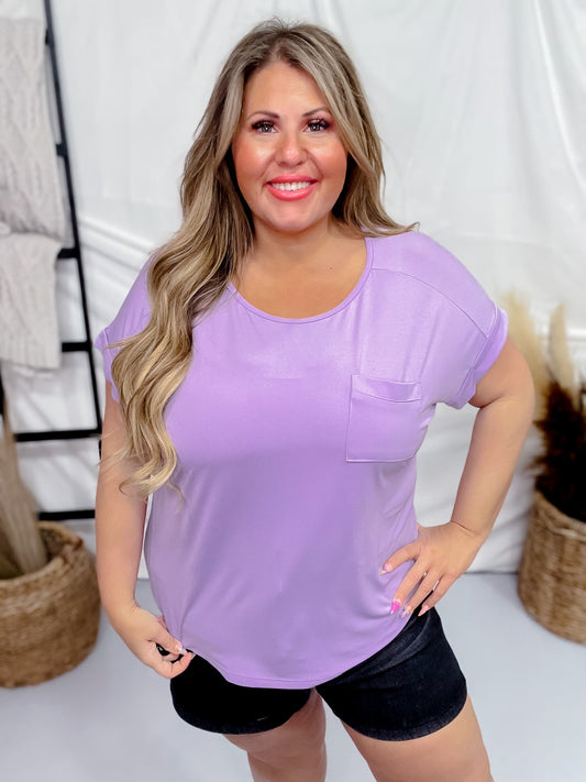 Violet Rolled Sleeve Pocket Tee - Whiskey Skies - SEW IN LOVE