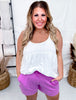 Vivid Orchid French Terry Stevie Shorts - Whiskey Skies - MICHELLE MAE