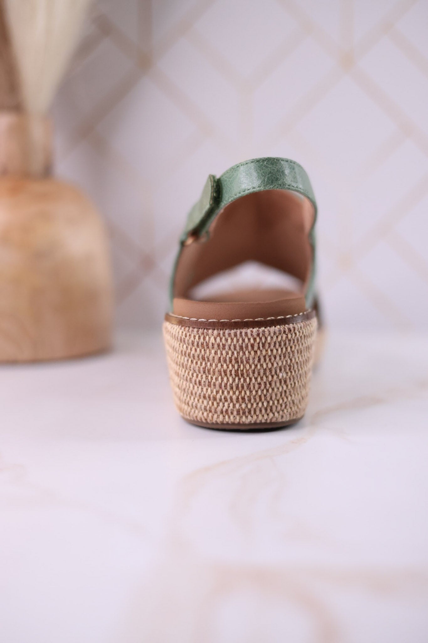 Volta II Leaf Green Wedge Sandals - Whiskey Skies - CORKYS FOOTWEAR