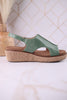 Volta II Leaf Green Wedge Sandals - Whiskey Skies - CORKYS FOOTWEAR