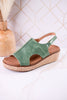 Volta II Leaf Green Wedge Sandals - Whiskey Skies - CORKYS FOOTWEAR