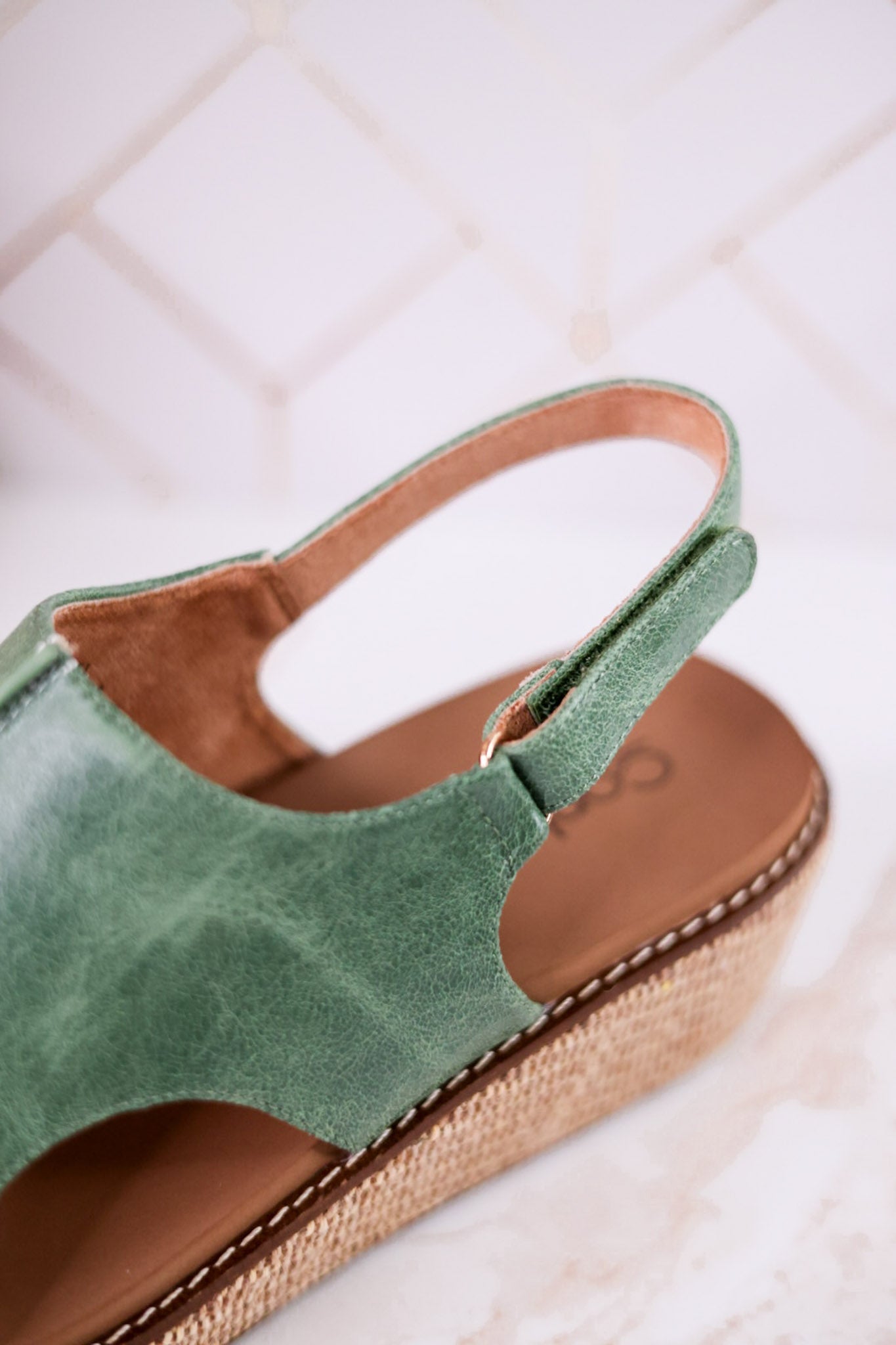 Volta II Leaf Green Wedge Sandals - Whiskey Skies - CORKYS FOOTWEAR