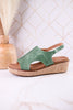 Volta II Leaf Green Wedge Sandals - Whiskey Skies - CORKYS FOOTWEAR