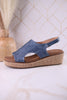 Volta II Ocean Blue Wedge Sandals - Whiskey Skies - CORKYS FOOTWEAR