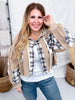 Waffle Knit Hi - Low Midi Hoodie With Plaid Accents - Whiskey Skies - POL CLOTHING INC.