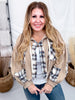Waffle Knit Hi - Low Midi Hoodie With Plaid Accents - Whiskey Skies - POL CLOTHING INC.