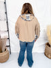 Waffle Knit Hi - Low Midi Hoodie With Plaid Accents - Whiskey Skies - POL CLOTHING INC.