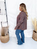 Waffle Knit V - Neck Long Sleeve Top In Espresso Brown - Whiskey Skies - ANDREE BY UNIT